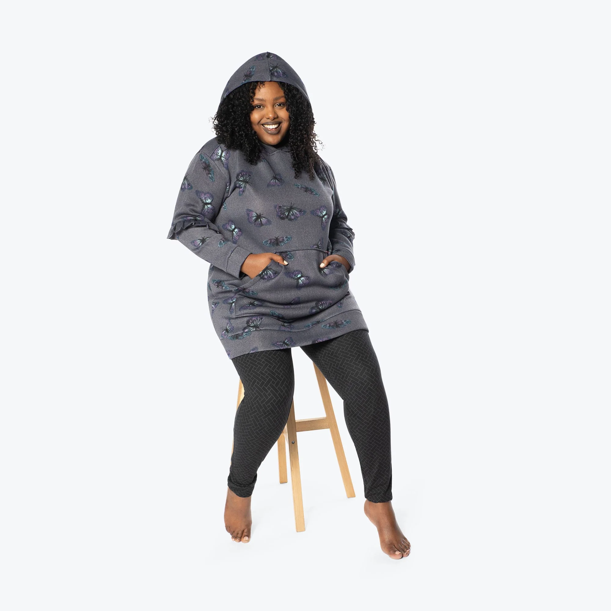 Peekaboo Sweater Fleece Tunic Hoodie - Image 86