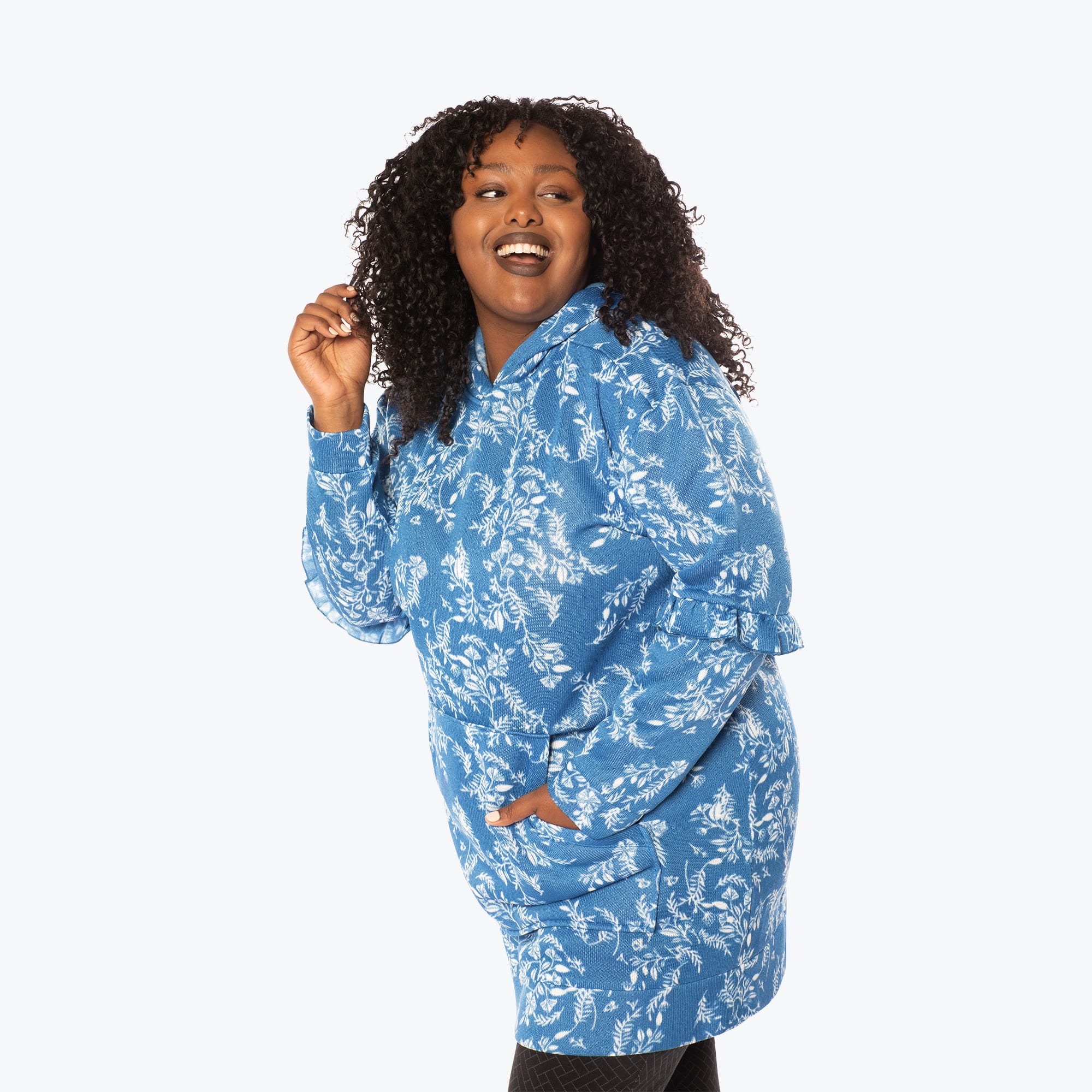 Peekaboo Sweater Fleece Tunic Hoodie - Image 96